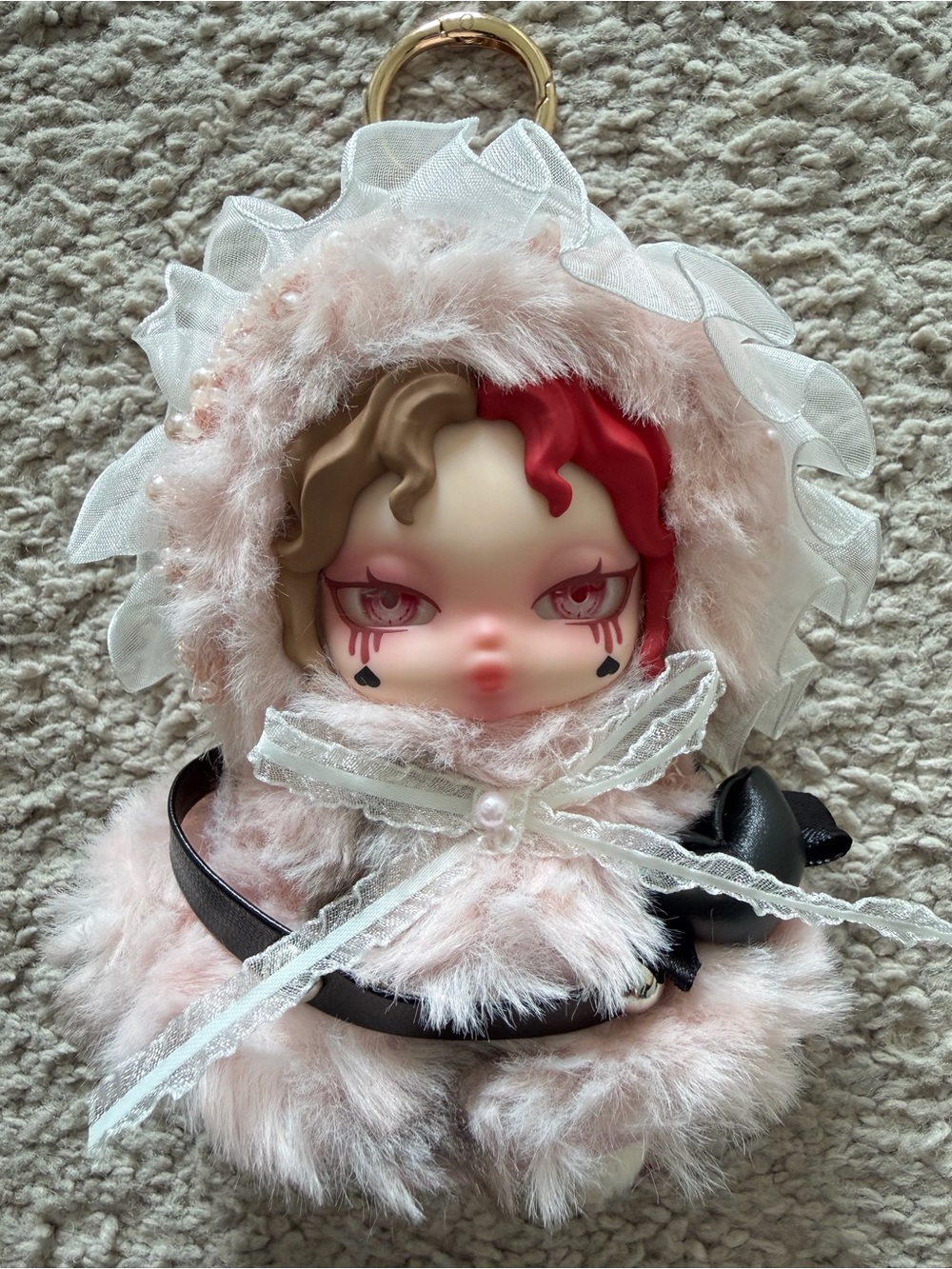ZFAZ Iris Pink Lace Plush Doll Keychain The Contract of Cards Bag Charm
